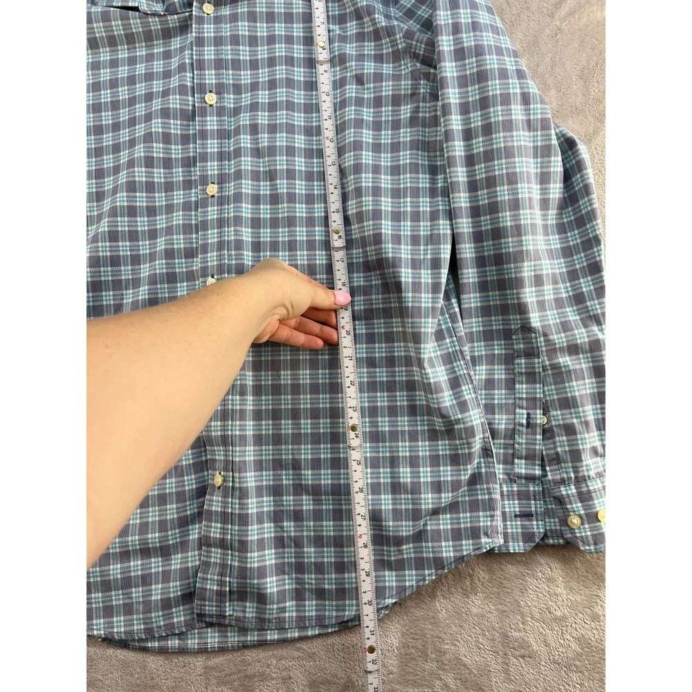 Banana Republic Dress Shirt Mens L 16 Non-Iron Tailored Slim Fit Blue Check